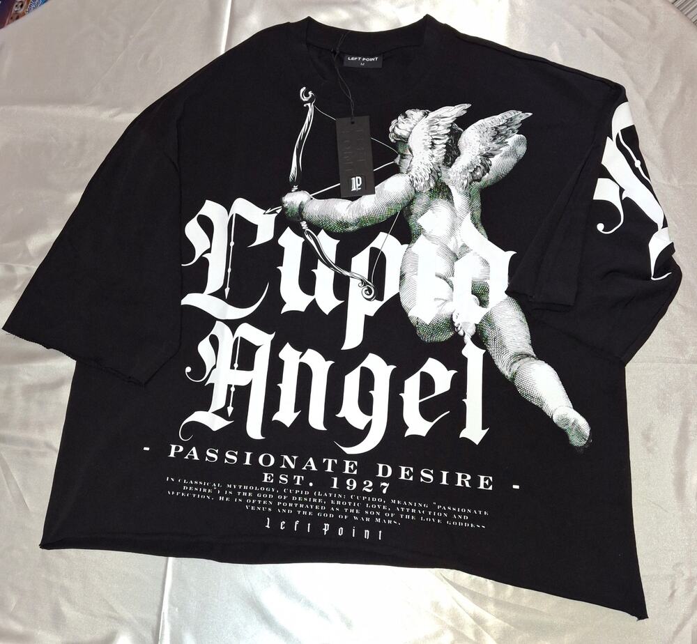 NWT Left Point Super Angel Oversized Graphic Tee Black Medium S25-1412